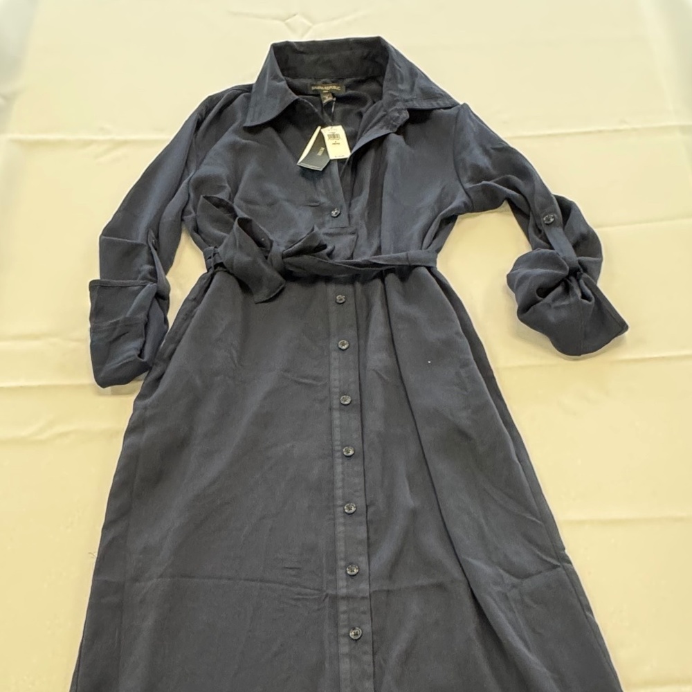 Banana Republic Navy Shirt Dress Size SP - Picture 2 of 10
